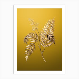 Gold Botanical Peruvian Pepper on Mango Yellow n.2568 Art Print