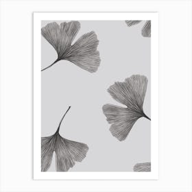 Ginko Paterrn Black And White Art Print