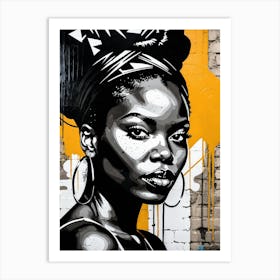 Vintage Graffiti Mural Of Beautiful Black Woman 89 Art Print