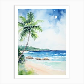 Watercolour Of Flamenco Beach   Culebra Puerto Rico 0 Art Print