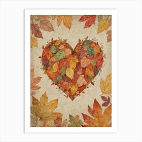 Autumn Leaves Heart 1 Art Print