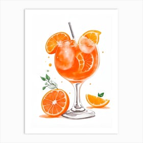 Aperol With Ice And Orange Watercolor Vertical Composition 46 Art Print