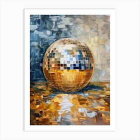 Gold Disco Ball Oil Painting Mirror Ball Art Print