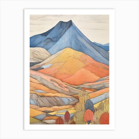 Stob Binnein Scotland 2 Colourful Mountain Illustration Art Print