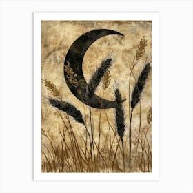 Moon And Wheat Canvas Print Art Print