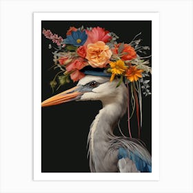Bird With A Flower Crown Great Blue Heron 7 Art Print
