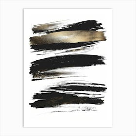 Black And Gold Brush Strokes 9 Art Print