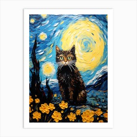 Starry Night Cat 2 Art Print