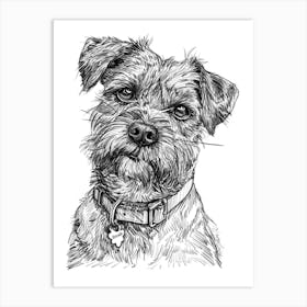 Border Terrier Dog Line Sketch 2 Art Print