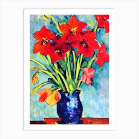 Amaryllis Floral Abstract Block Colour 2 1 Flower Art Print