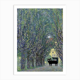 Cats In Famous Gardens Klimt Allee At Schloss Kammer Art Print