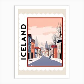 Retro Winter Stamp Poster Reykjavik Iceland 2 Art Print