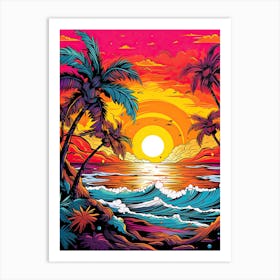 Sunset At The Beach 1 Art Print