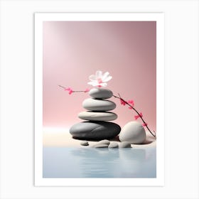 Zen Stones With Flower Art Print