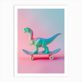 Pastel Toy Dinosaur On A Skateboard 4 Art Print