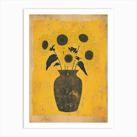 Sunflower Yellow & Linework Illustration Art Print