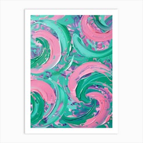 Pink And Green Swirls Art Print