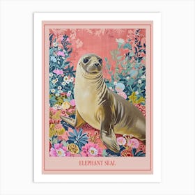 Floral Animal Painting Elephant Seal 3 Poster Art Print
