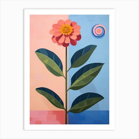 Zinnia 2 Hilma Af Klint Inspired Pastel Flower Painting Art Print