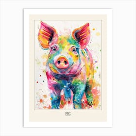 Pig Colourful Watercolour 2 Poster Art Print