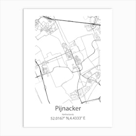 Pijnacker,Netherlands Minimalist Map Art Print