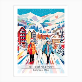 Telluride Ski Resort   Colorado Usa, Ski Resort Poster Illustration 1 Art Print