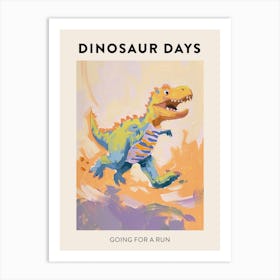 Dinosaur Going For A Run Poster Art Print