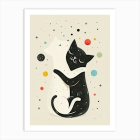 Cat Hugging Art Print