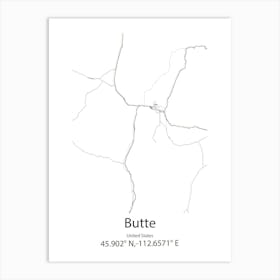 Butte,United States Minimalist Map 1 Art Print