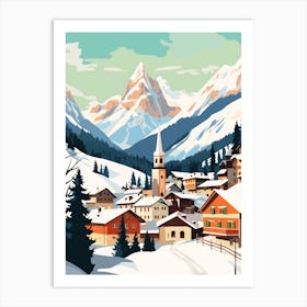 Vintage Winter Travel Illustration Lech Austria 1 Art Print