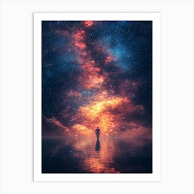 Space Man Standing On The Water Art Print