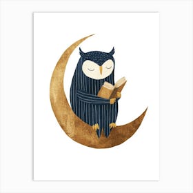 Kids Owl on the moon Art Print