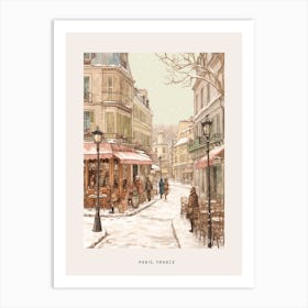 Vintage Winter Poster Paris France 7 Art Print