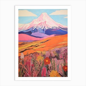 Cotopaxi Ecuador 1 Colourful Mountain Illustration Art Print