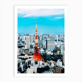 Aerial Tokyo City View With Tokyo Tower, Minato, Tokyo, Japan Art Print