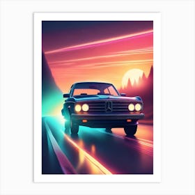 Neon Car On The Road 5 Art Print