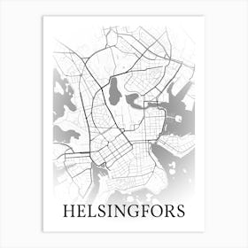 Helsingfors, Finland, City Map, Black And White Fade Design Affiche