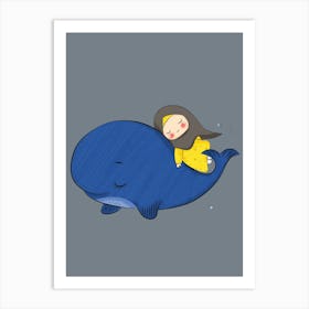 Muslim Girl On A Whale Art Print