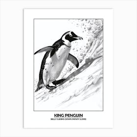 Penguin Belly Sliding Down Snowy Slopes Poster 1 Art Print