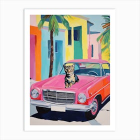 Ford Fairlane Vintage Car With A Cat, Matisse Style Painting 0 Art Print