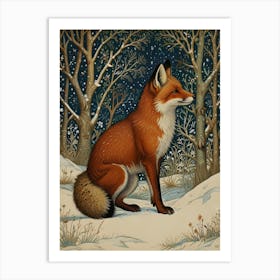 Fox In The Snow Art Print