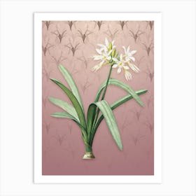Vintage Pancratium Illyricum Botanical on Dusty Pink Pattern n.0556 Art Print