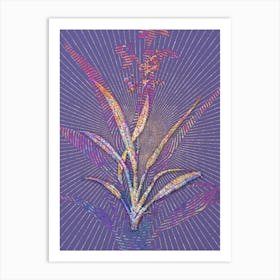 Geometric Flax Lilies Mosaic Botanical Art on Veri Peri n.0170 Art Print