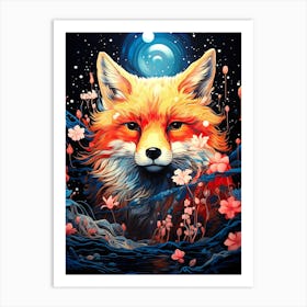 Fox In The Moonlight Art Print