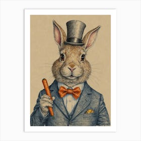 Rabbit In Top Hat 2 Art Print