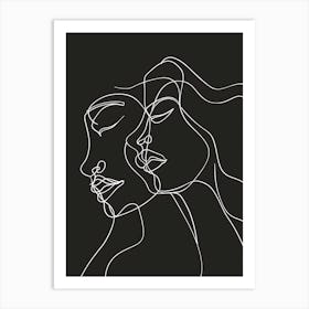 Abstract Women Faces In Line Black And White 8 Art Print