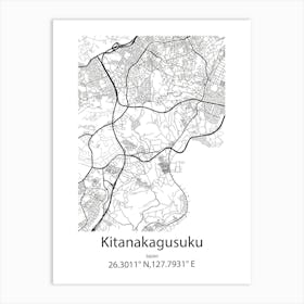 Kitanakagusuku,Japan Minimalist Map Affiche