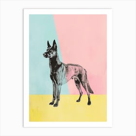 Pastel Belgian Sheepdog Line Illustration 1 Art Print