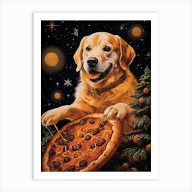 Golden Retriever Pizza Art Print