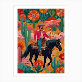 Cowboy In The Desert 14 Art Print